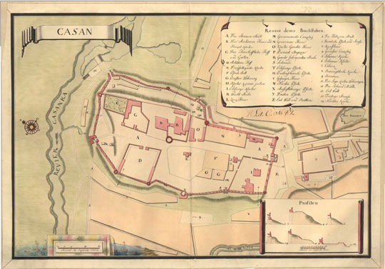 Старая карта - Шведский план Казани 1750 года 1750 Шведский план Казани