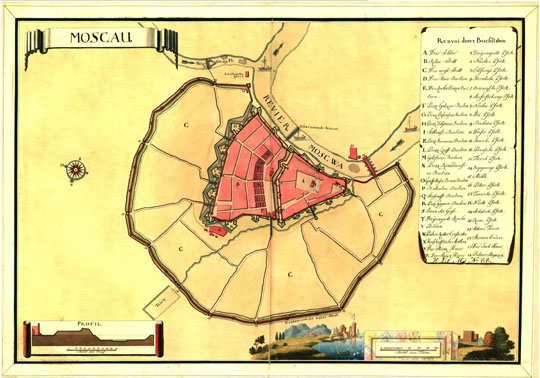 Старая карта - Шведский план Москвы 1750 года 1750 Шведский план Москвы