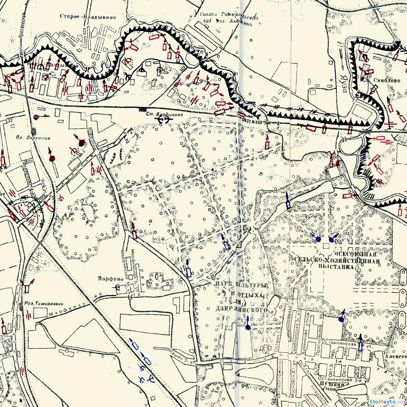 Карта участка Московского укрепрайона в 1942 году
